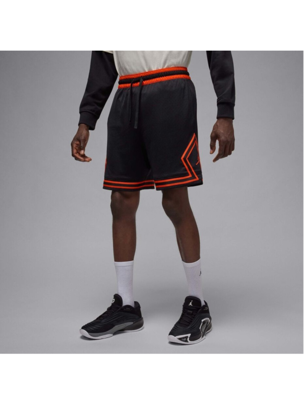 Jordan Sport Dri-FIT Mesh Diamond Shorts Mens Small Black Orange HF9910-011 New
